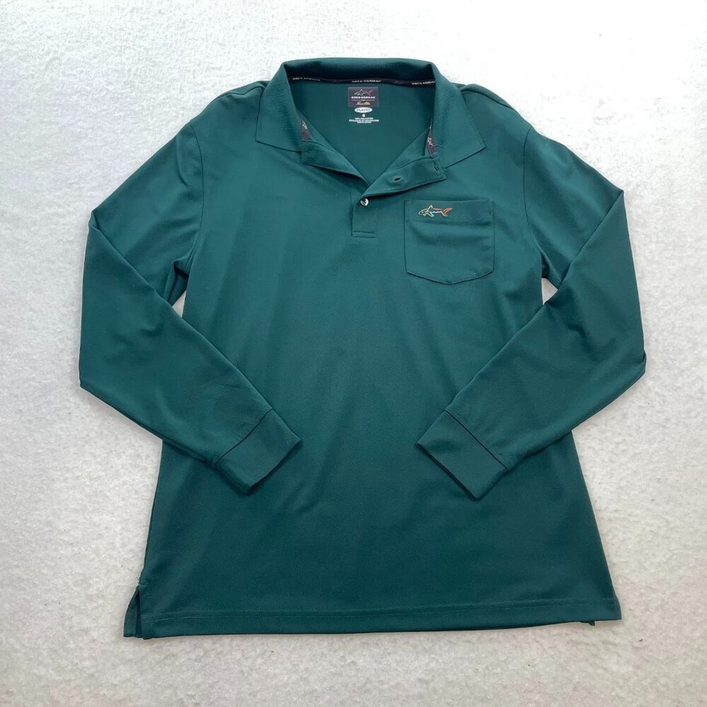 Greg Norman for Tasso Elba Men's Play Dry Long-Sleeve Green Golf Shirt Polo Sz S